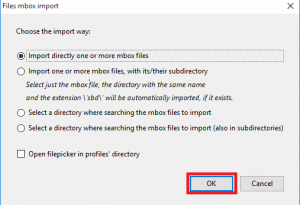 steps to import mbox files