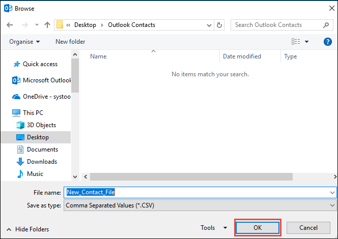 Migrate Outlook contacts into CSV