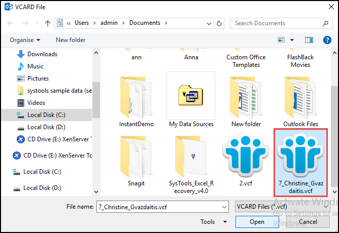 browse VCF file that your want to export