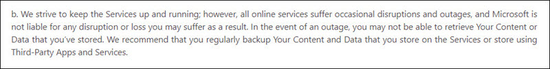 Microsoft does not backup Office 365
