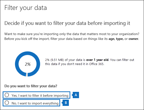 Filter yahoo mail data imported to Office 365