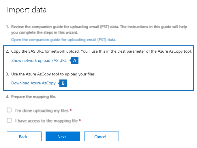 install AzCopy and paste SAS URL