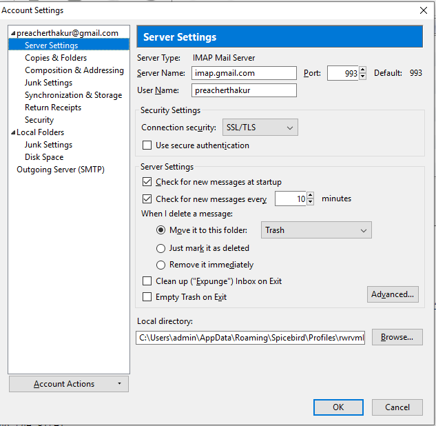 select server settings