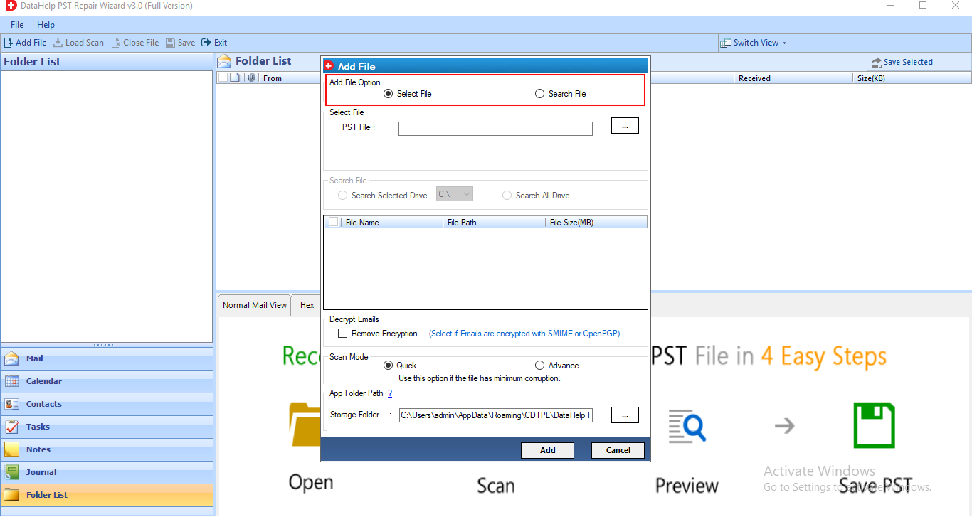 outlook 2016 export to pst unknown error
