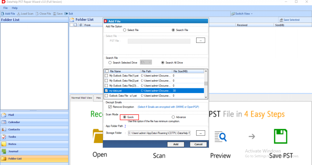 outlook 2016 export to pst unknown error