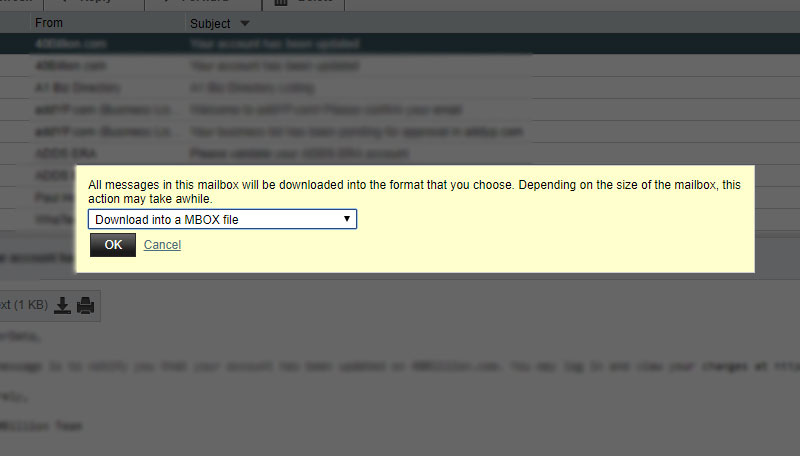 download email in MBOX file