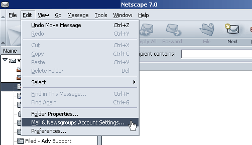 netscape mail settings