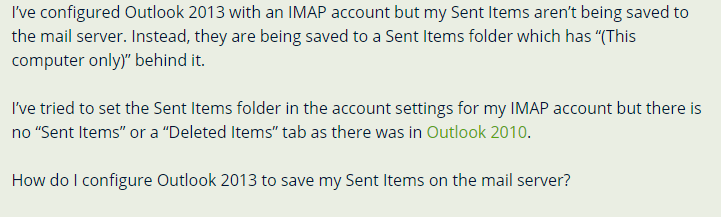 outlook 2016 sync issues imaps