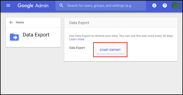 click start export button