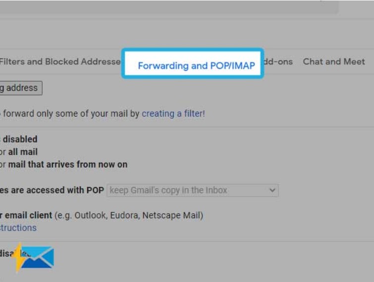 Navigate to the "Forwarding and POP/IMAP" 