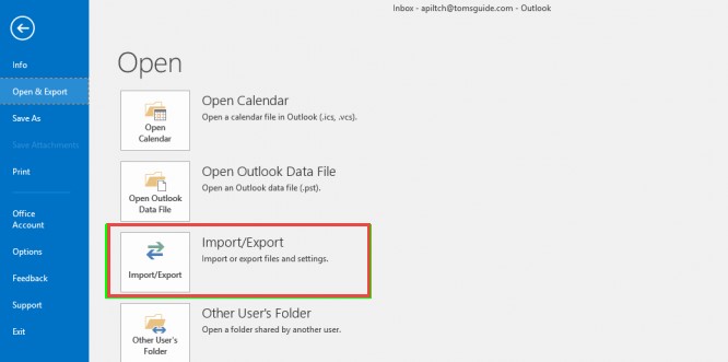 Then select Import/Export 