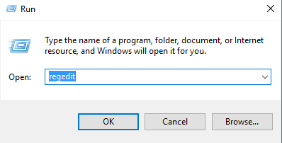 enter regedit in run window