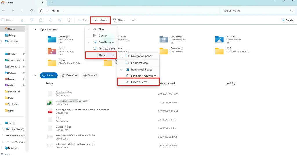 Find Outlook OST File Location Using File Explorer