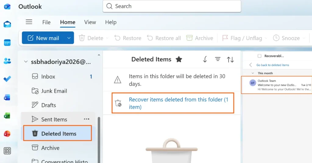 Recover Deleted Emails from Outlook After 30 Days