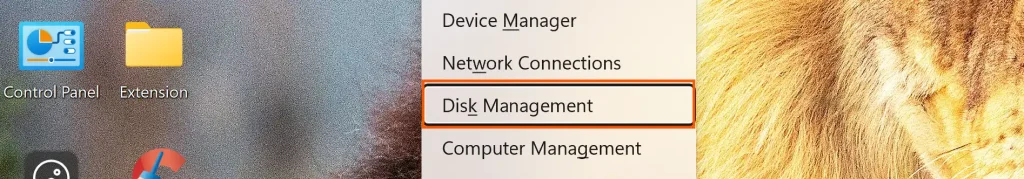 Click Disk Management to Fix Toshiba External Hard Drive Not Detected