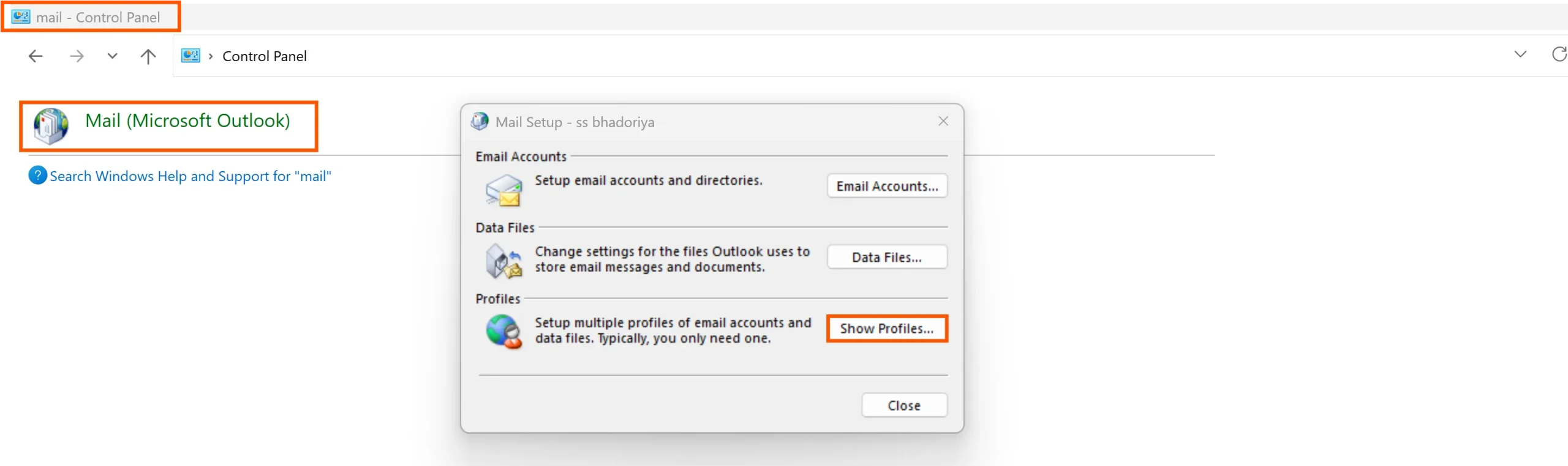 Create a New Outlook Profile