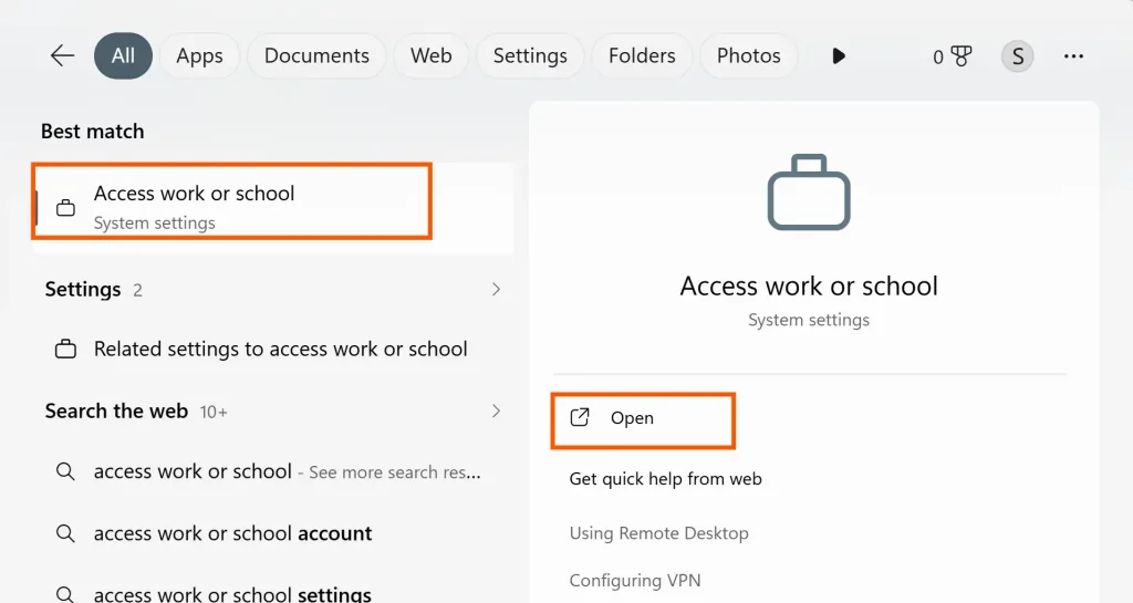 Disconnect and Reconnect Your Work or School Account
