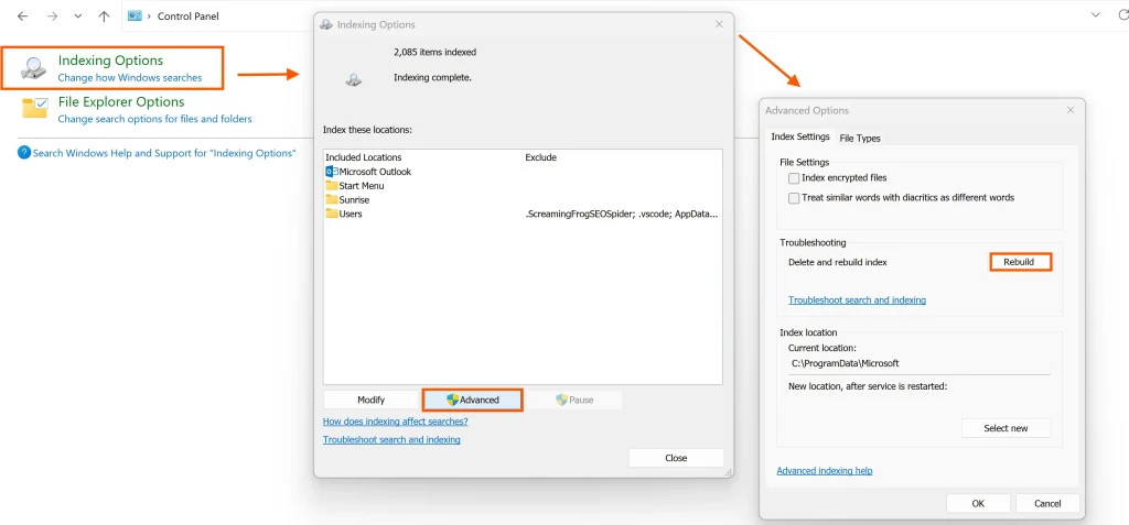 Rebuild Search Index