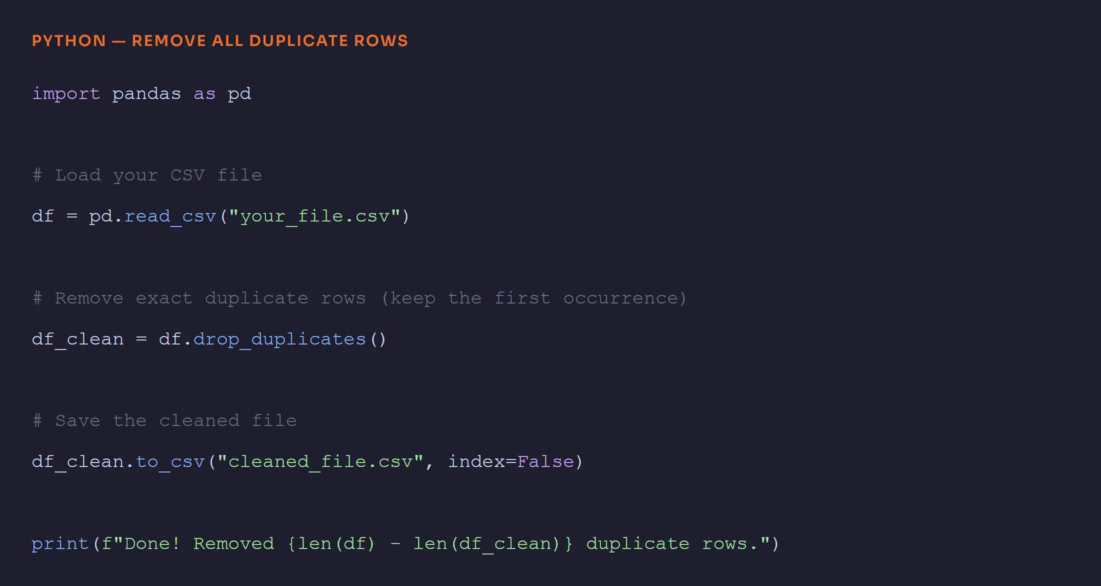 Remove CSV Duplicate Based on Row