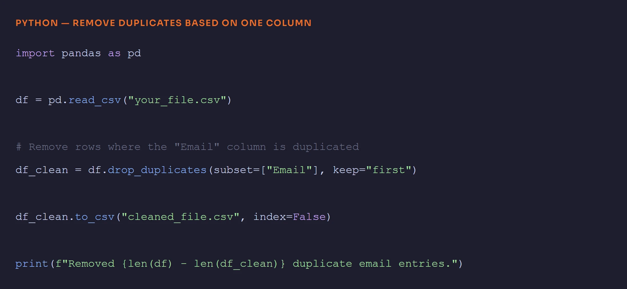 Remove Duplicates Based on Column