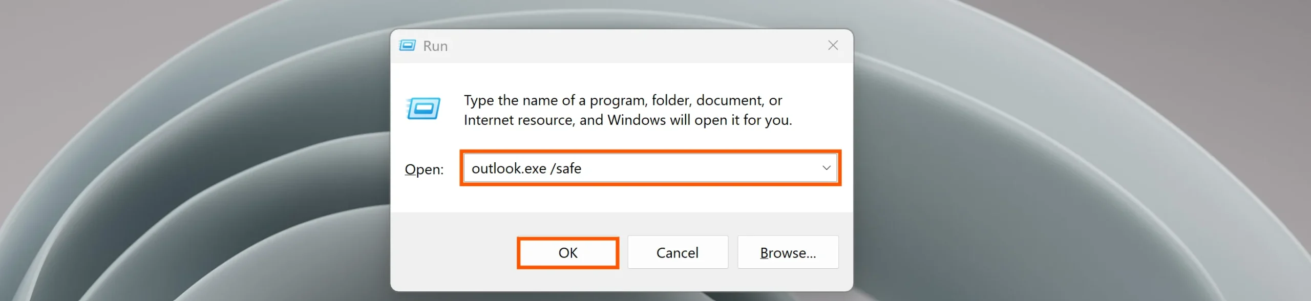 Führe Outlook im abgesicherten Modus aus