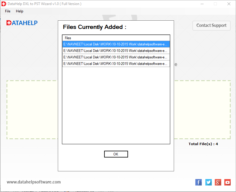 click OK to start process