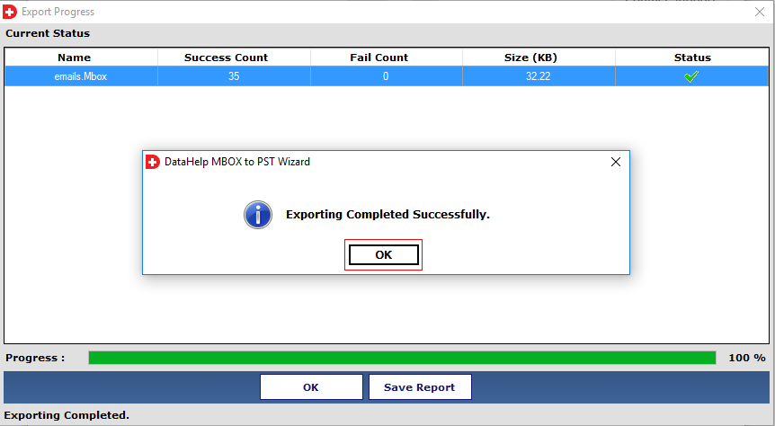 successful export for Thunderbird does not detect Outlook