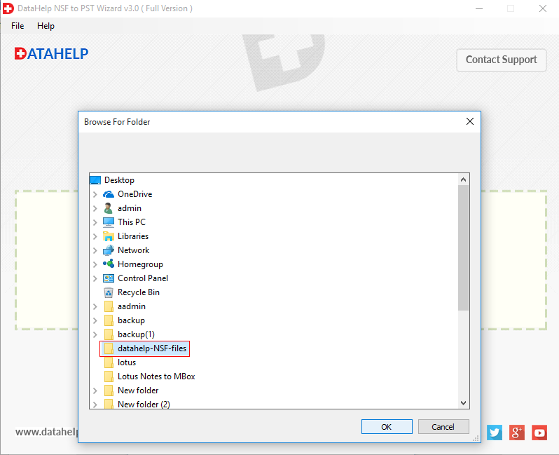 select folder of nsf files