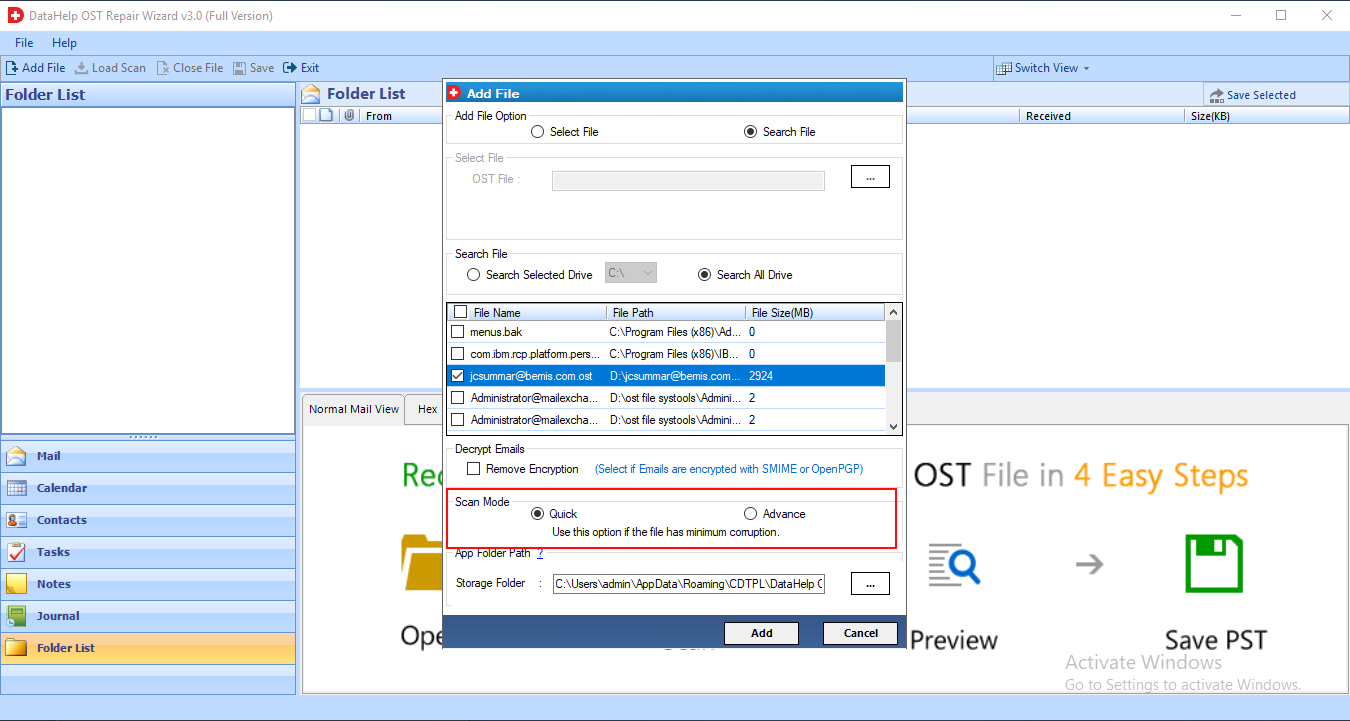 repair inaccessible data from OST