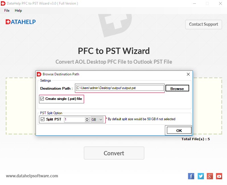 Create Single PST Option Appears