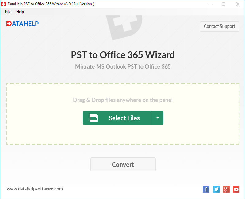 Home screen for import PST File into Outlook Web App