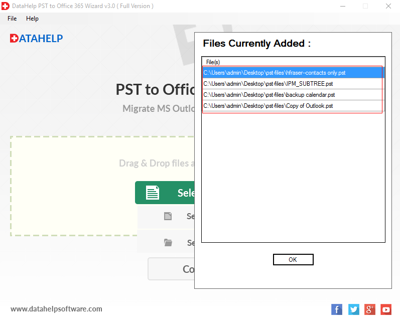 drag and drop pst file