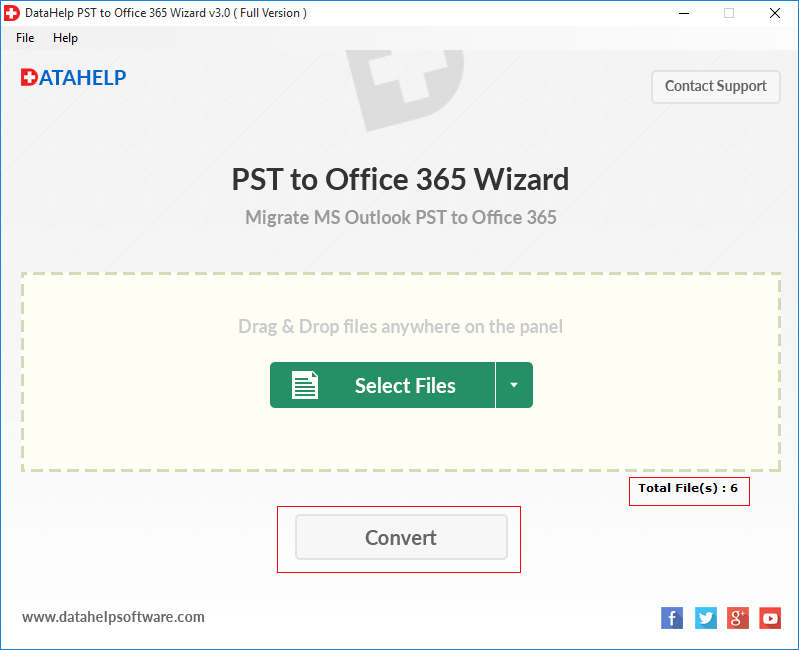 click convert button to start PST file migration process